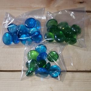 30 piece green & blue glass stones- 290